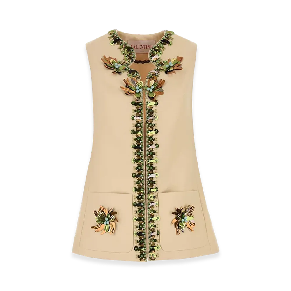 Valentino Women's Wool Blend Vest "Cream/Yellow"