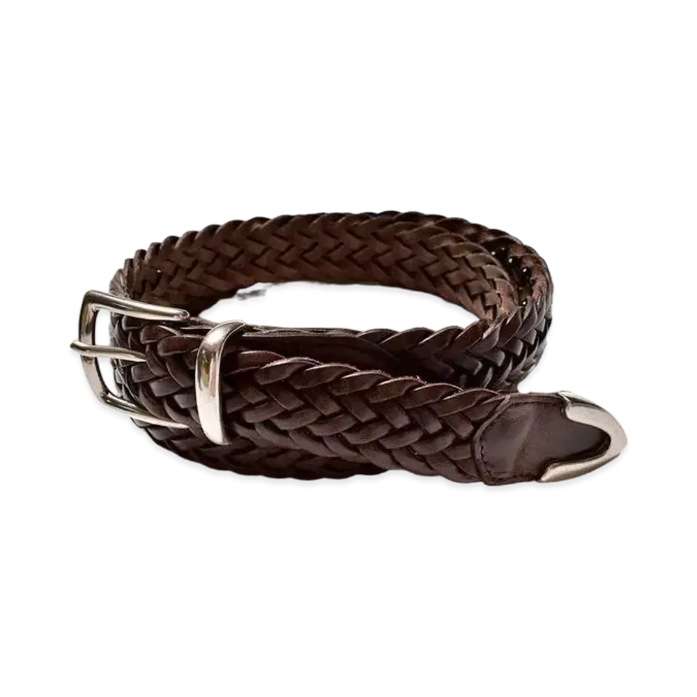MINEDENIM Pull Up Leather Mesh Belt "Brown"