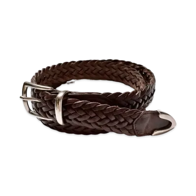 MINEDENIM Pull Up Leather Mesh Belt "Brown"