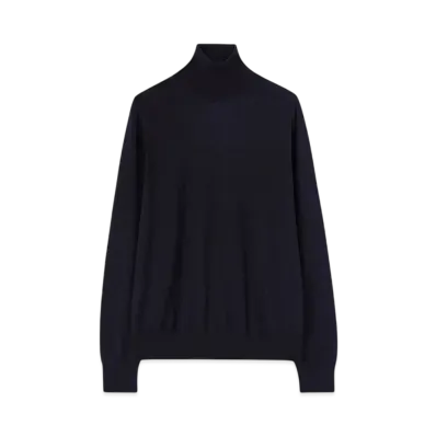 Jil Sander Men's Lightweight Wool High-Neck Sweater "Midnight"