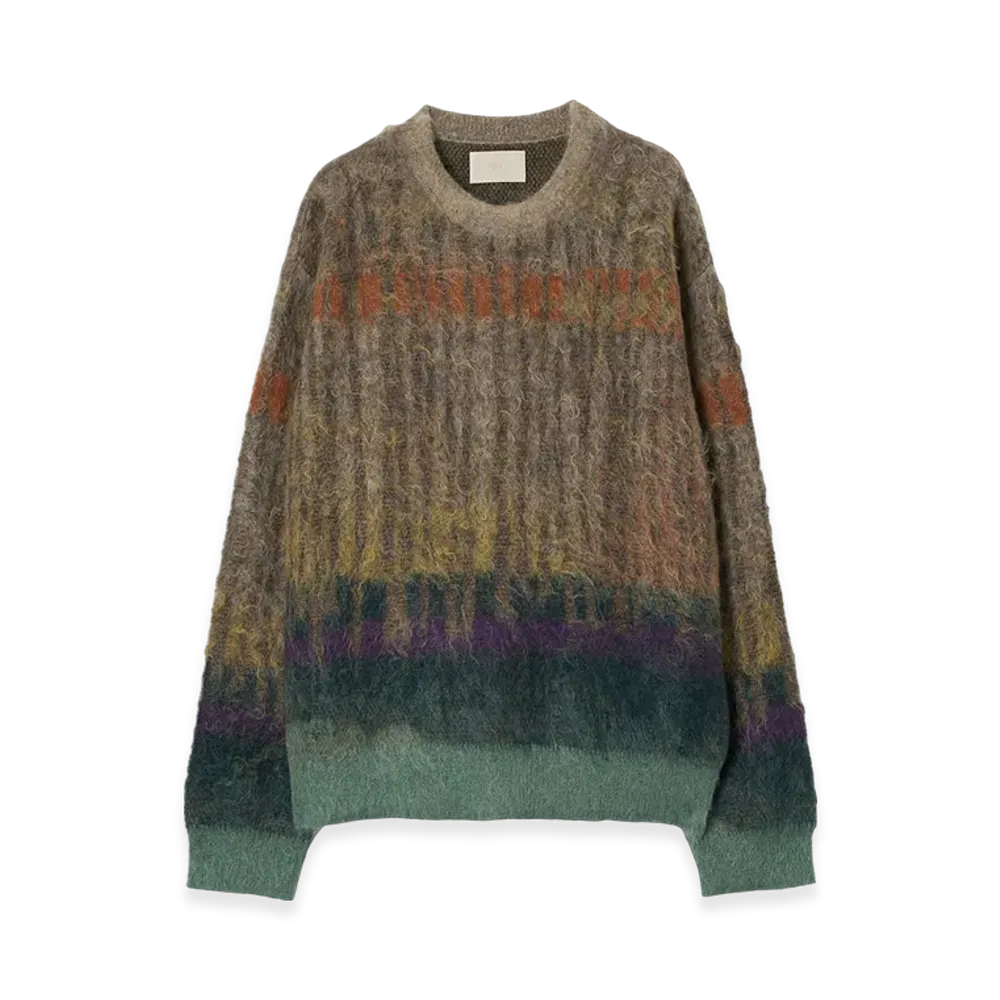 YOKE Kid Mohair Wool Brushed Tree Jaquard Sweater "Orker"