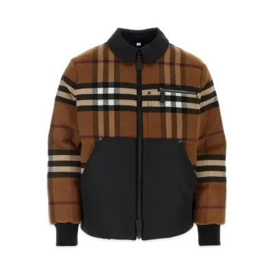 Burberry Men's Exaggerated Check Wool Down-Filled Jacket "Dark Birch Brown"