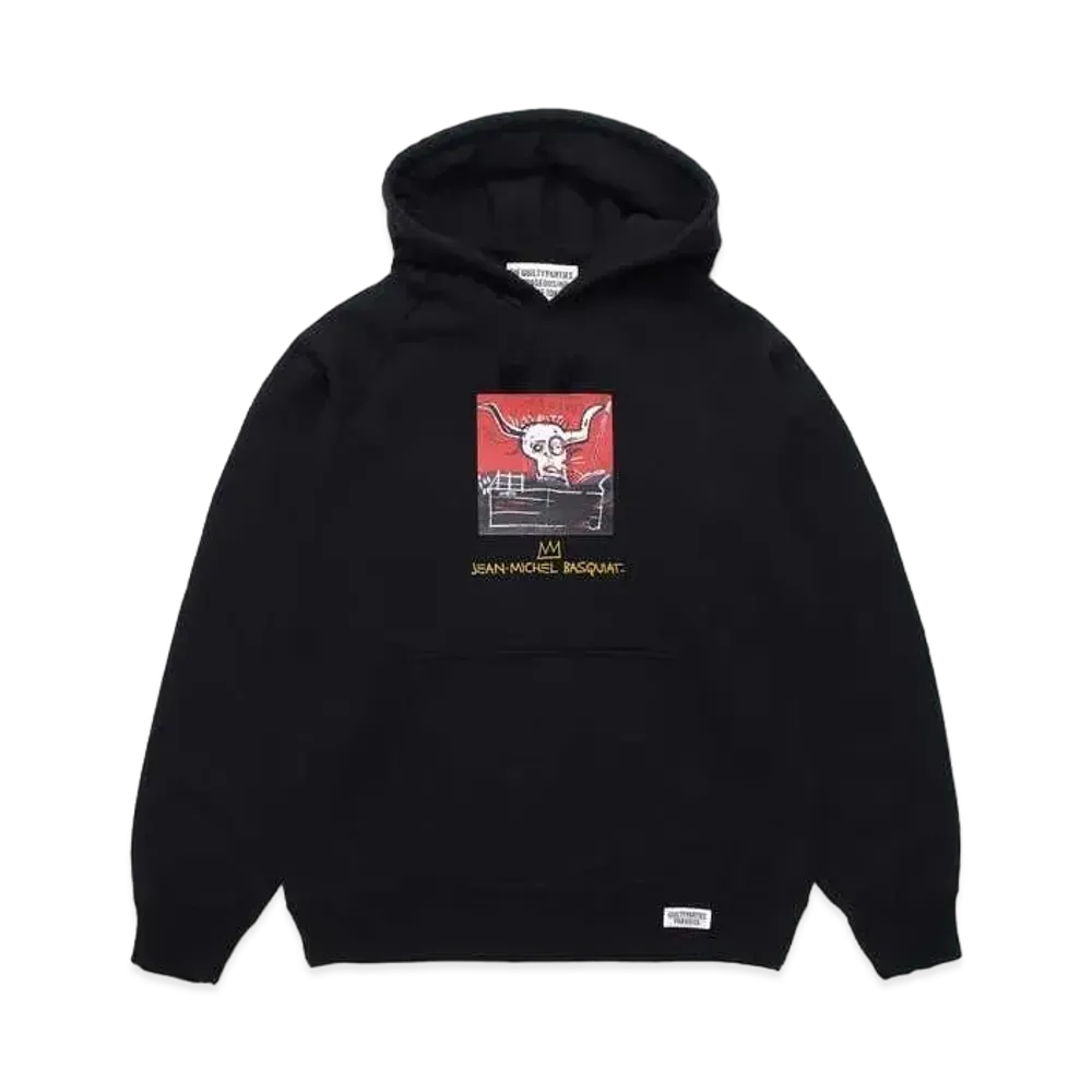 WACKO MARIA JEAN-MICHEL BASQUIAT / Washed Heavy Weight Pull Over Hooded Sweat Shirt "Black"