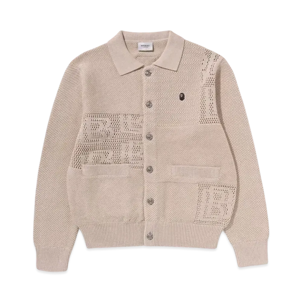 A BATHING APE Bape Black Crochet Cardigan "Beige"
