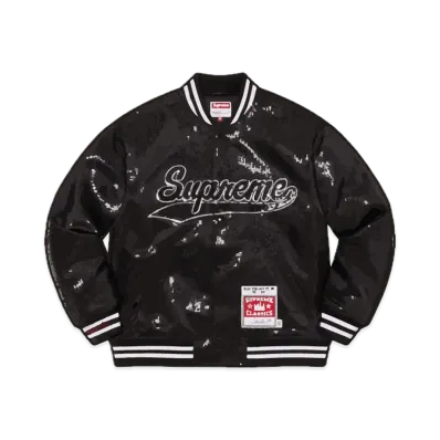 Supreme x Mitchell & Ness Sequin Varsity Jacket "Black"