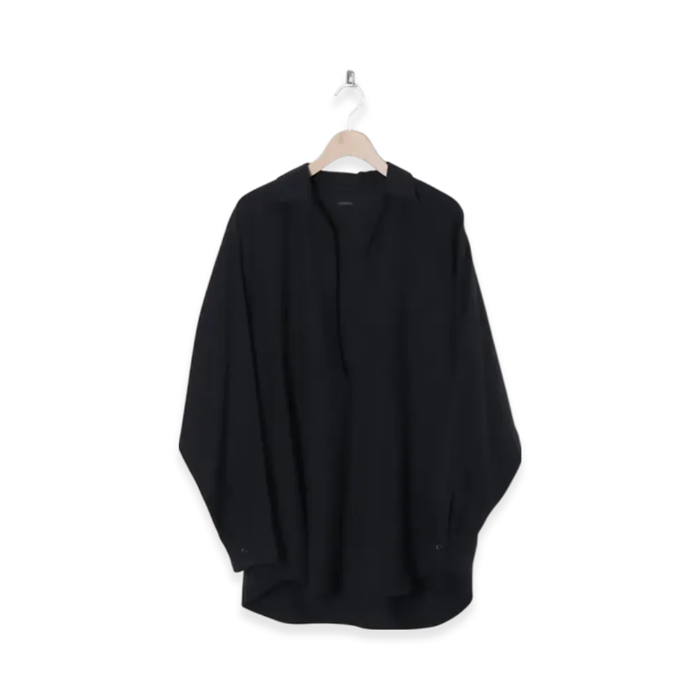 COMOLI Wool Viyella Skipper Shirt "Charcoal"