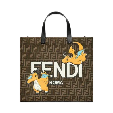 Pokemon x Fragment x FENDI Dragonite Tote Bag FF Fabric Bag "Multi Color"