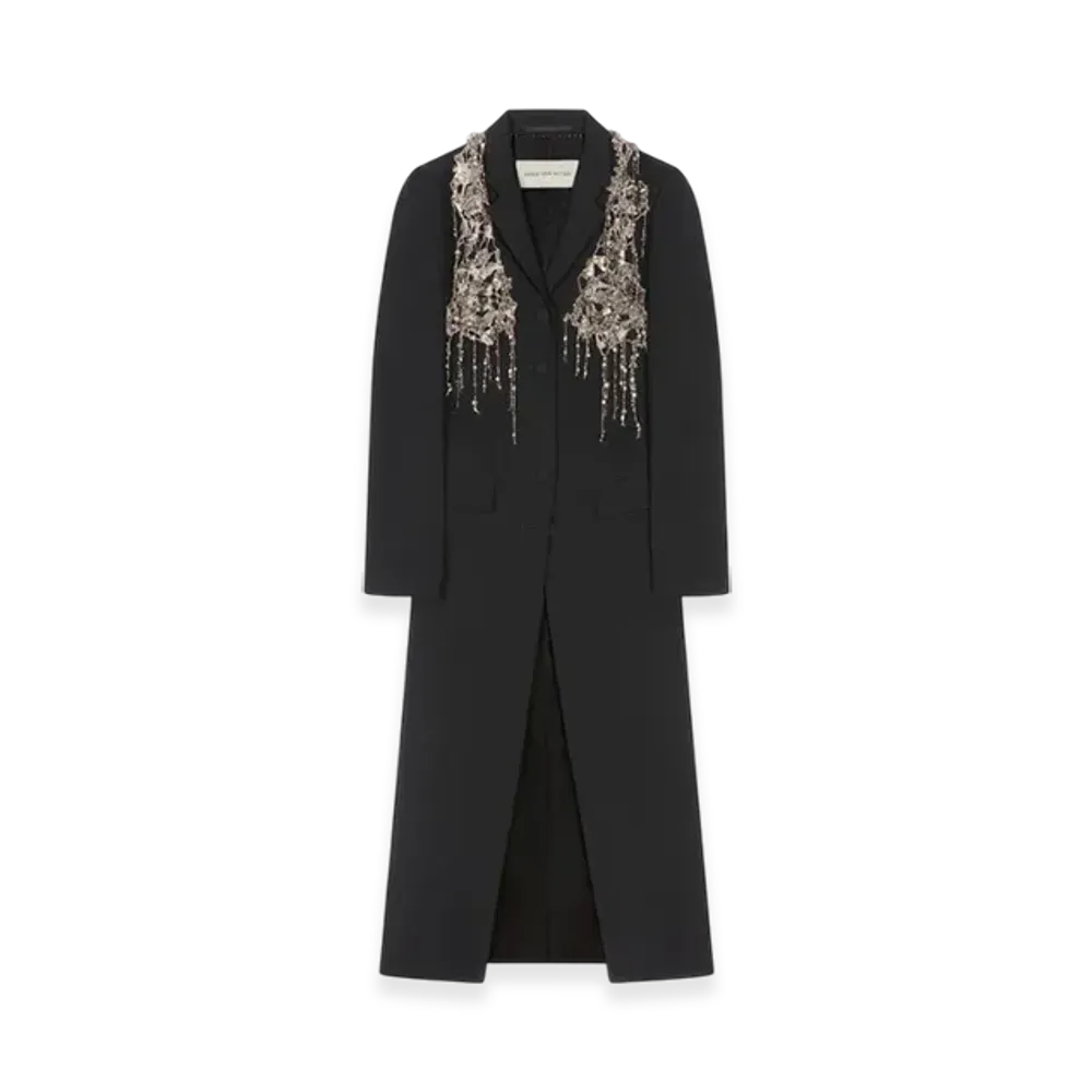 DRIES VAN NOTEN Women's Embellished Wool Coat "Black"