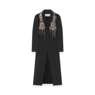 DRIES VAN NOTEN Women's Embellished Wool Coat "Black"