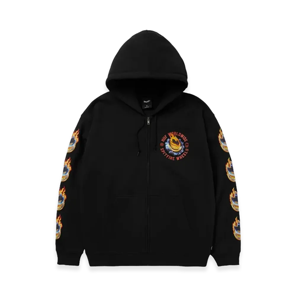 HUF x SPITFIRE Chrome Head Full Zip Hoodie "Black"