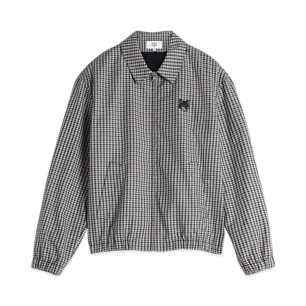 Maison Kitsune Elasticated Zip Blouson "Slate Grey Check"