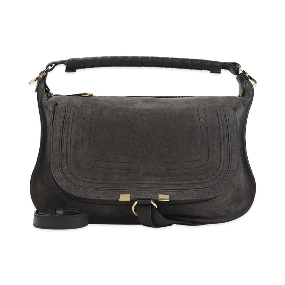 Chloe Women's Suede Small Marcie Handbag "Dark Brown"