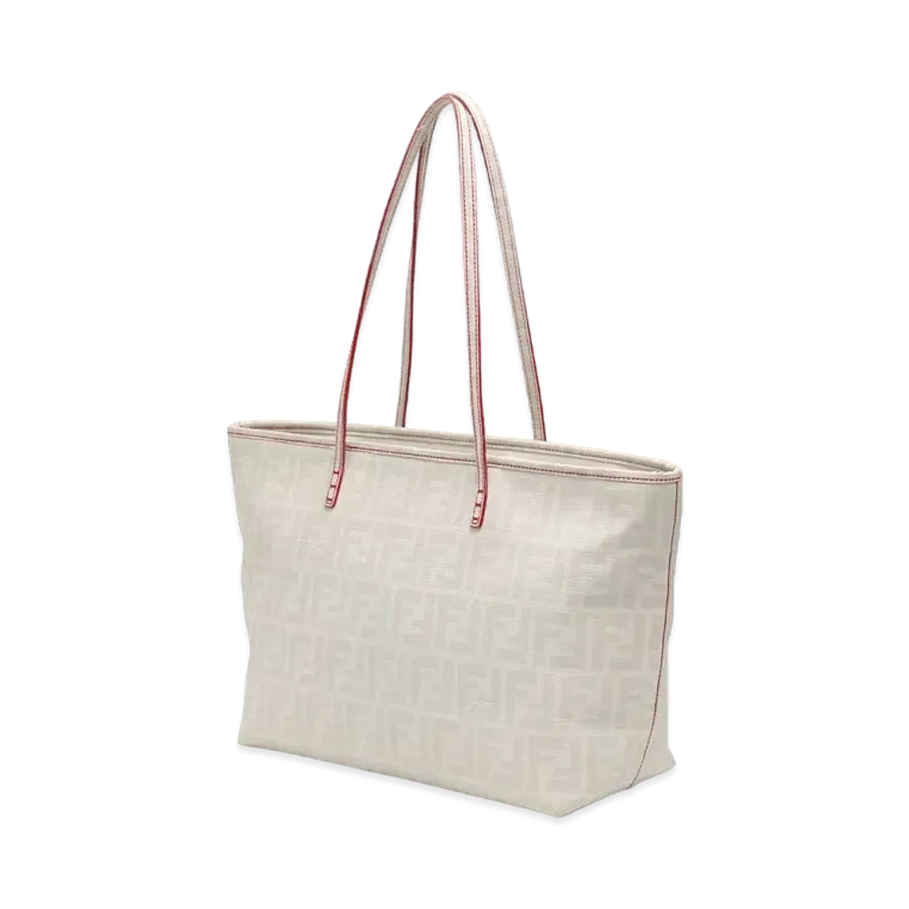 FENDI Zucca ROLL Bag PVC Tote Bag "White"