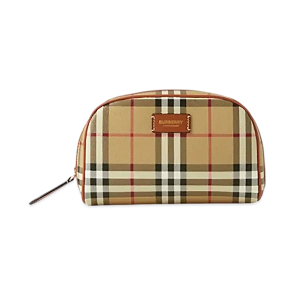 Burberry Small Check Travel Pouch "Archive Beige"