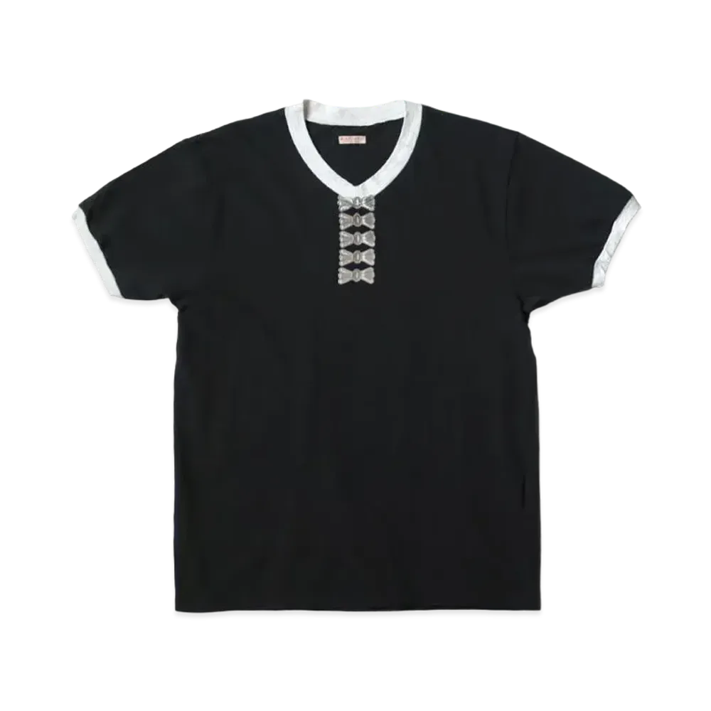 KAPITAL 20 India V Neck Ringer Tee "Black"