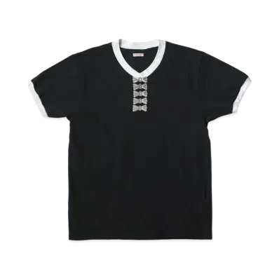 KAPITAL 20 India V Neck Ringer Tee "Black"