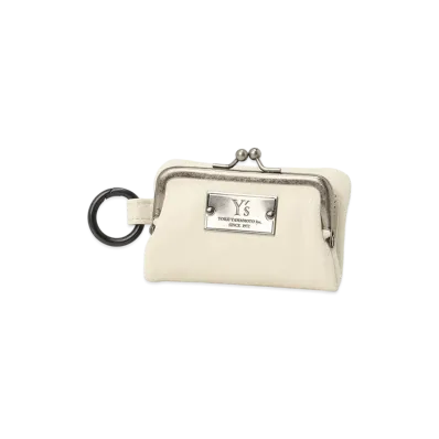 Y's Semi-Glossy Leather Key Case W/ Metal Clasp "Off White"