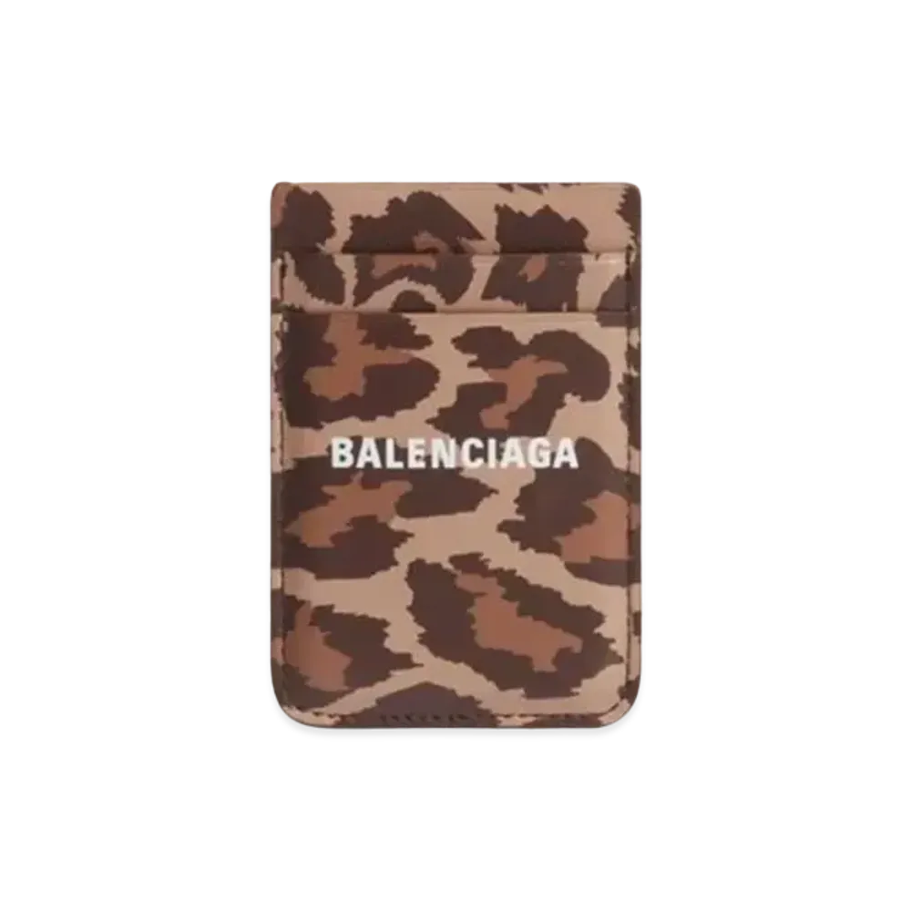 BALENCIAGA Cash Magnet Card Holder Leopard Print "Beige"