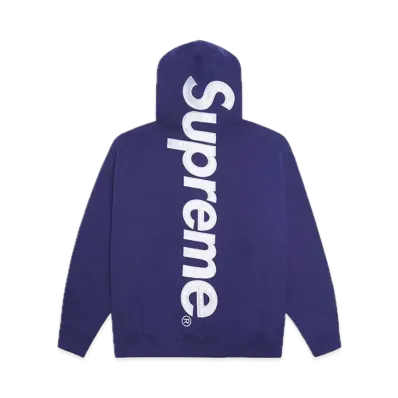 Supreme Satin Applique Hooded Sweatshirt (23FW) "Washed Navy"