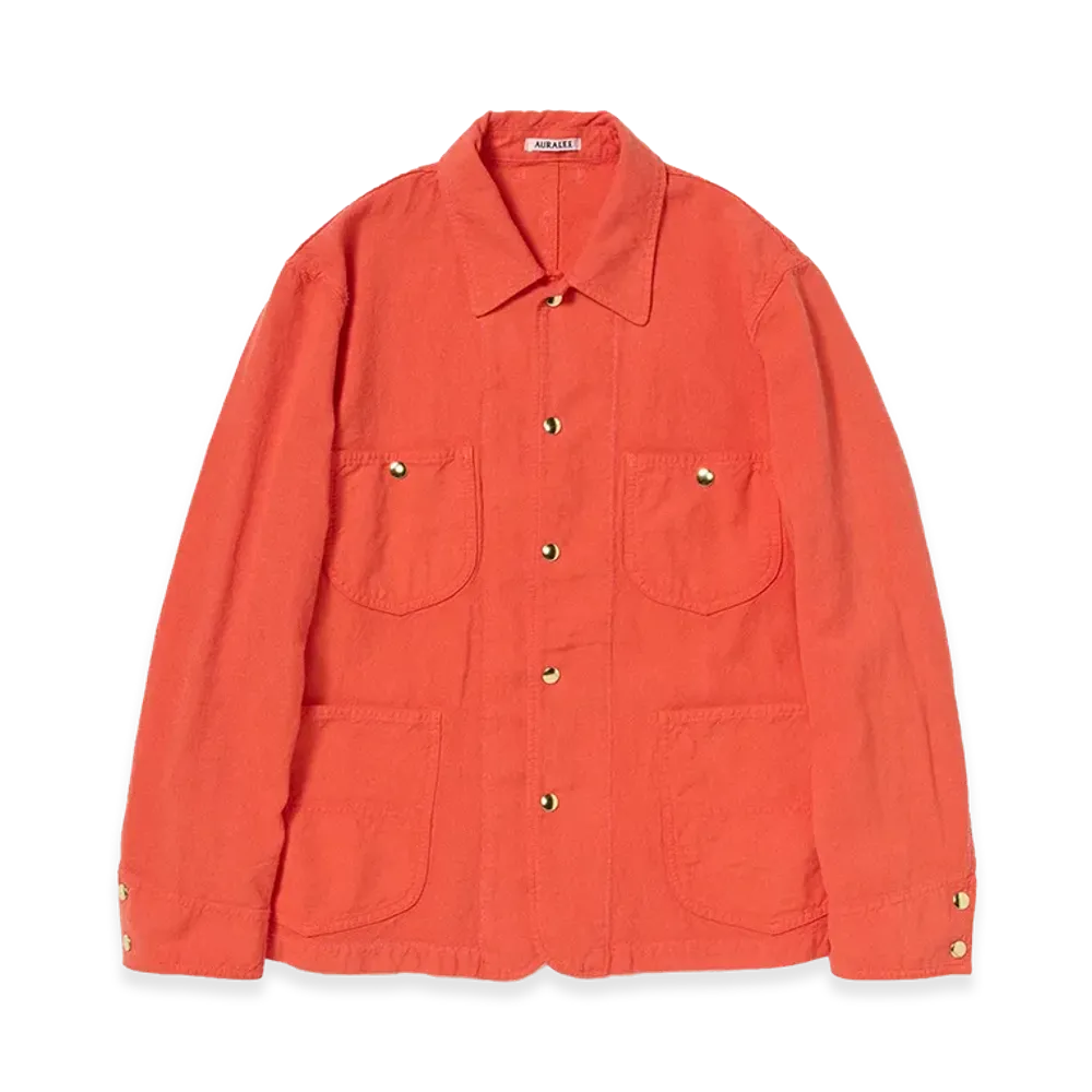 AURALEE Wool Cotton Linen OX Work Jacket "Red Orange"