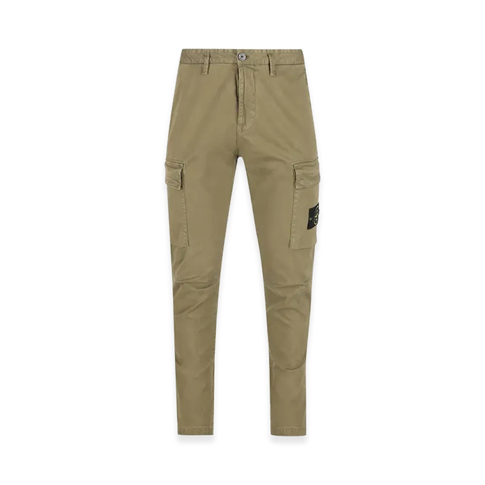 Stone Island Cargo Trousers In Broken Cotton Twill "Green"