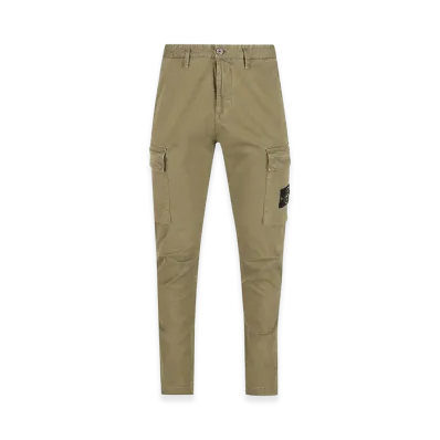 Stone Island Cargo Trousers In Broken Cotton Twill "Green"