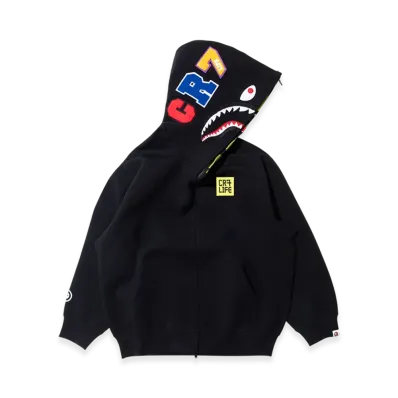 A BATHING APE x Cristiano Ronaldo CR7 Life Logo Relaxed Fit Shark Full Zip Hoodie "Black"