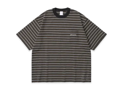 plllllleeeasse Binding Multi Stripe Short Sleeve Pocket Tee "Black"
