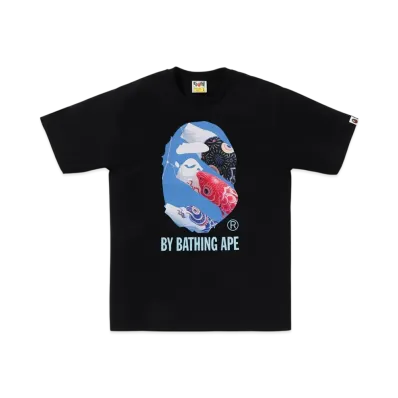 A BATHING APE Carp Photo By Bathing Ape Tee "Black"