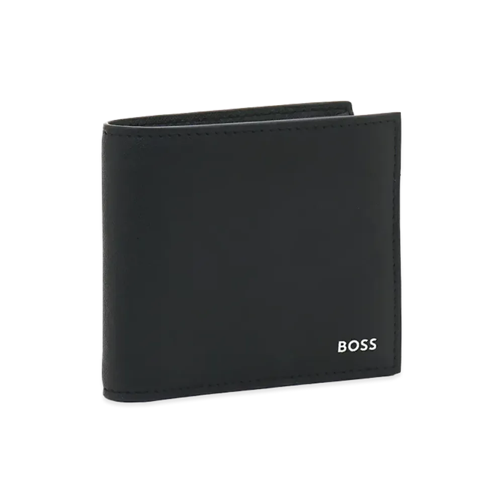 HUGO BOSS Silver Foil Logo Bi-Fold Wallet "Black"