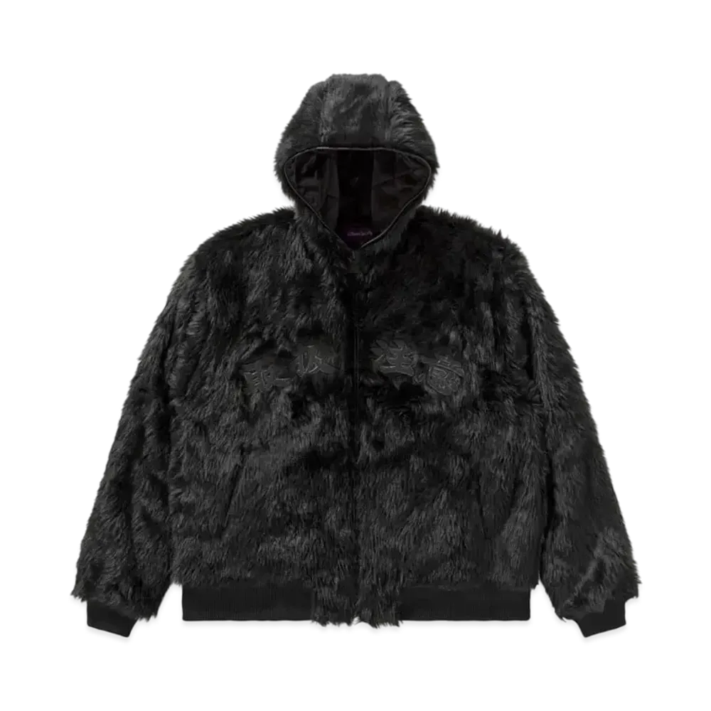 Blackeyepatch Handle With Care Hooded Fur Jacket "Black"
