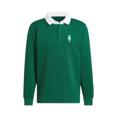 adidas Beyond The Course CHIP One-Point Logo Loose Fit Rugby Long Sleeve Shirt "Collegiate Green"