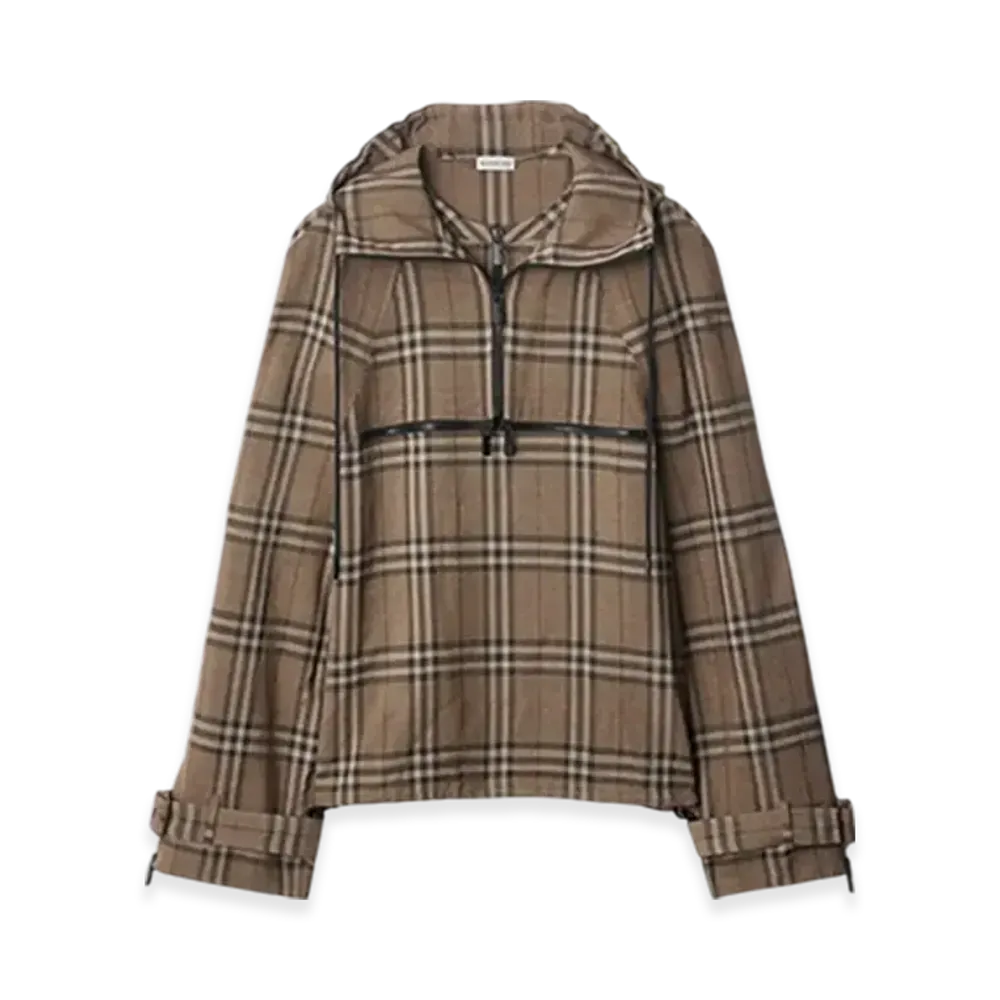 Burberry Check Silk Blend Half-zip Jacket "Brush"