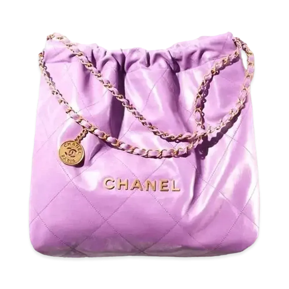 CHANEL 22 Hand Bag Shiny Calfskin "Purple/Gold"