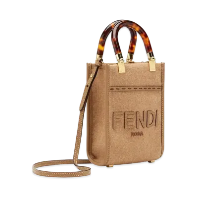 FENDI Mini Sunshine Shopper Flannel Mini-Bag "Brown"