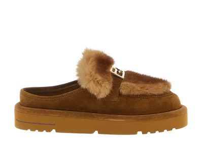 FENDI Women's Suede and Fur Sabots "Multi Color"
