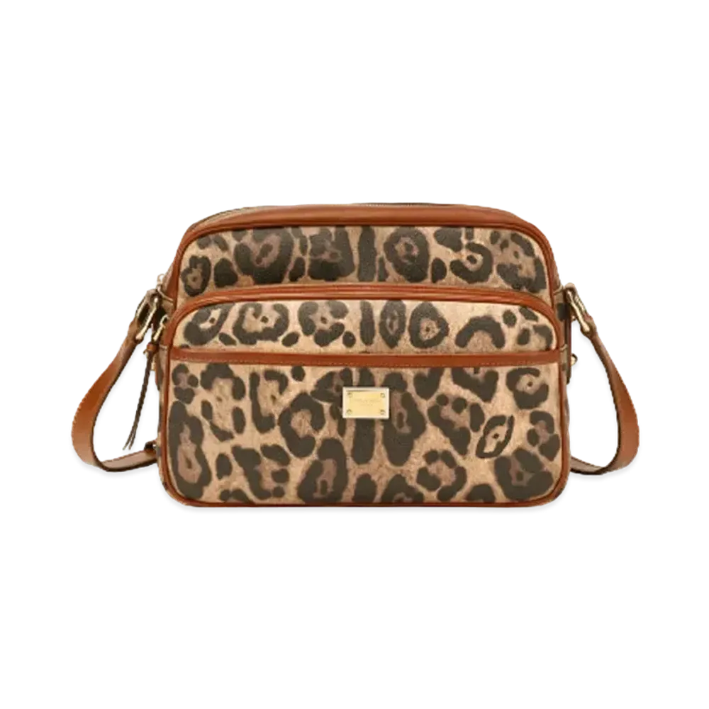 Dolce&Gabbana Handbag Crespo Leopard Printed Logo Plate "Multicolor"