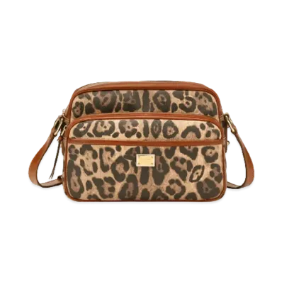 Dolce&Gabbana Handbag Crespo Leopard Printed Logo Plate "Multicolor"