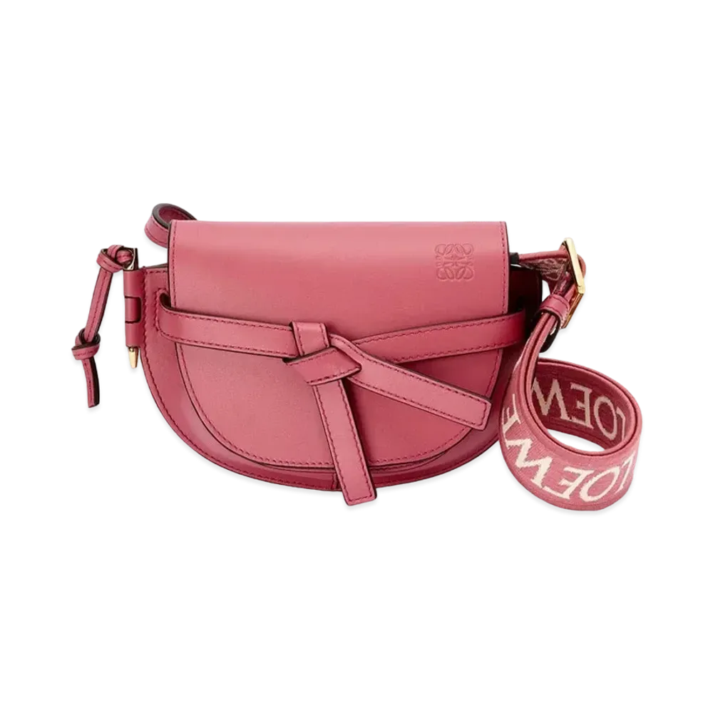 LOEWE Mini Gate Dual Bag In Soft Calfskin And Jacquard "Plumrose"