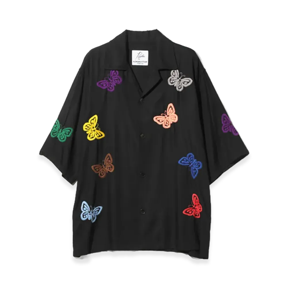 NEEDLES x NOMARHYTHM TEXTILE Cabana Shirt - Papillon EMB. "Black"