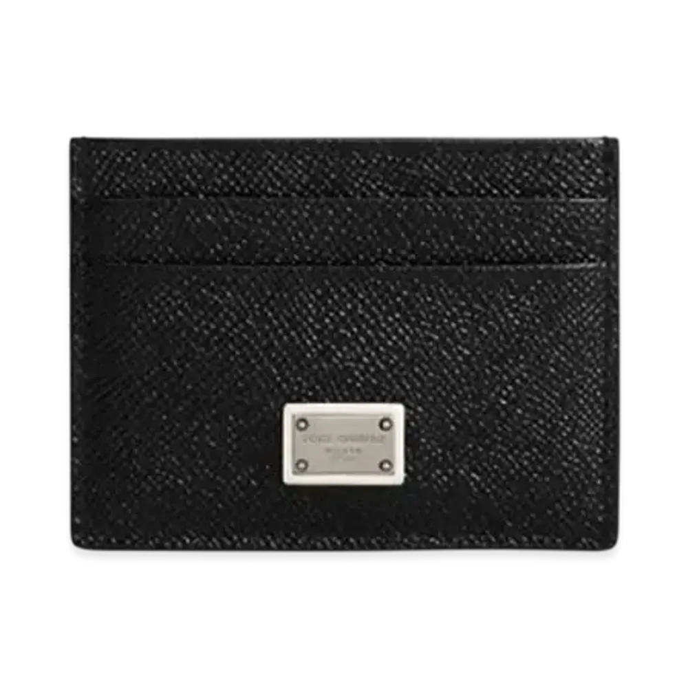 DOLCE&GABBANA Calfskin Card Holder With Branded Plate "Black"