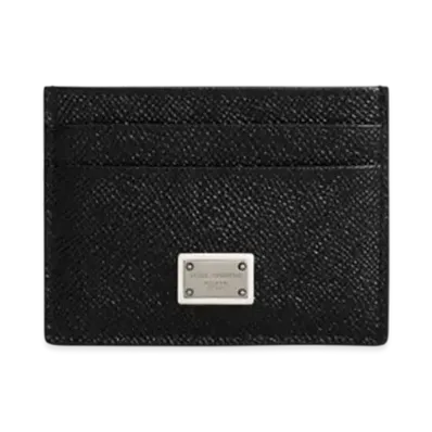 DOLCE&GABBANA Calfskin Card Holder With Branded Plate "Black"