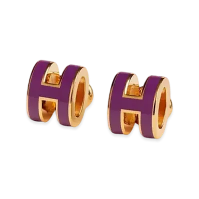 Hermes Mini Pop H Earrings "Gold/Anemone"