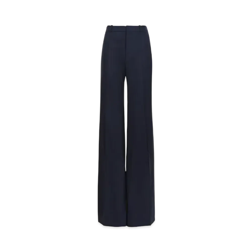 Chloe Flared Tailored Pants In Stretch Wool "Eclipse Blue"