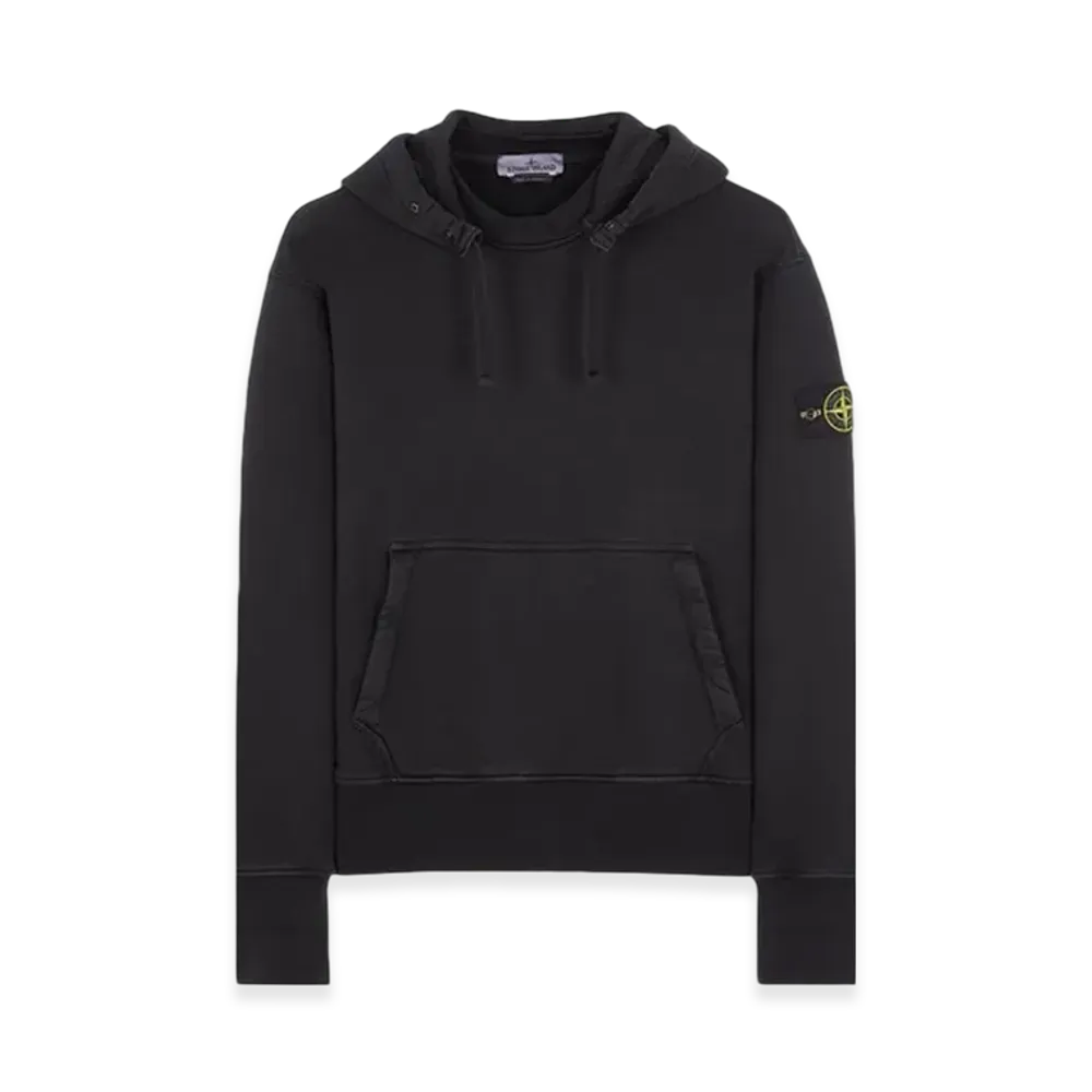 Stone Island 66455 Heavy Textured Fleece Garment Dyed Hooded Sweatshirt - 23FW "Black"