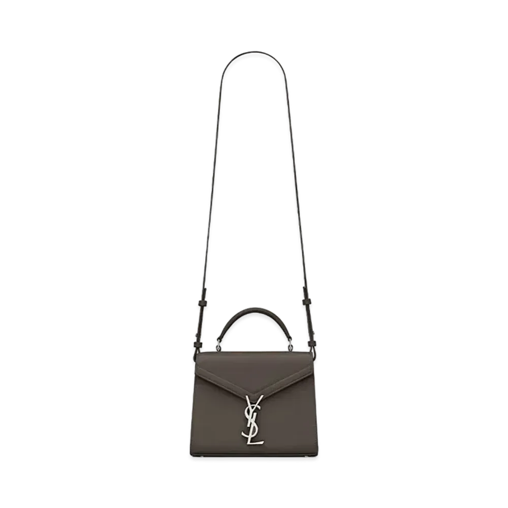 Saint Laurent Cassandra Mini Top Handle Bag In Grain De Poudre Embossed Leather "Pebble"