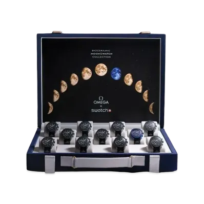 Swatch x OMEGA 11 Mission to Moonshine Gold Set with Suitcase