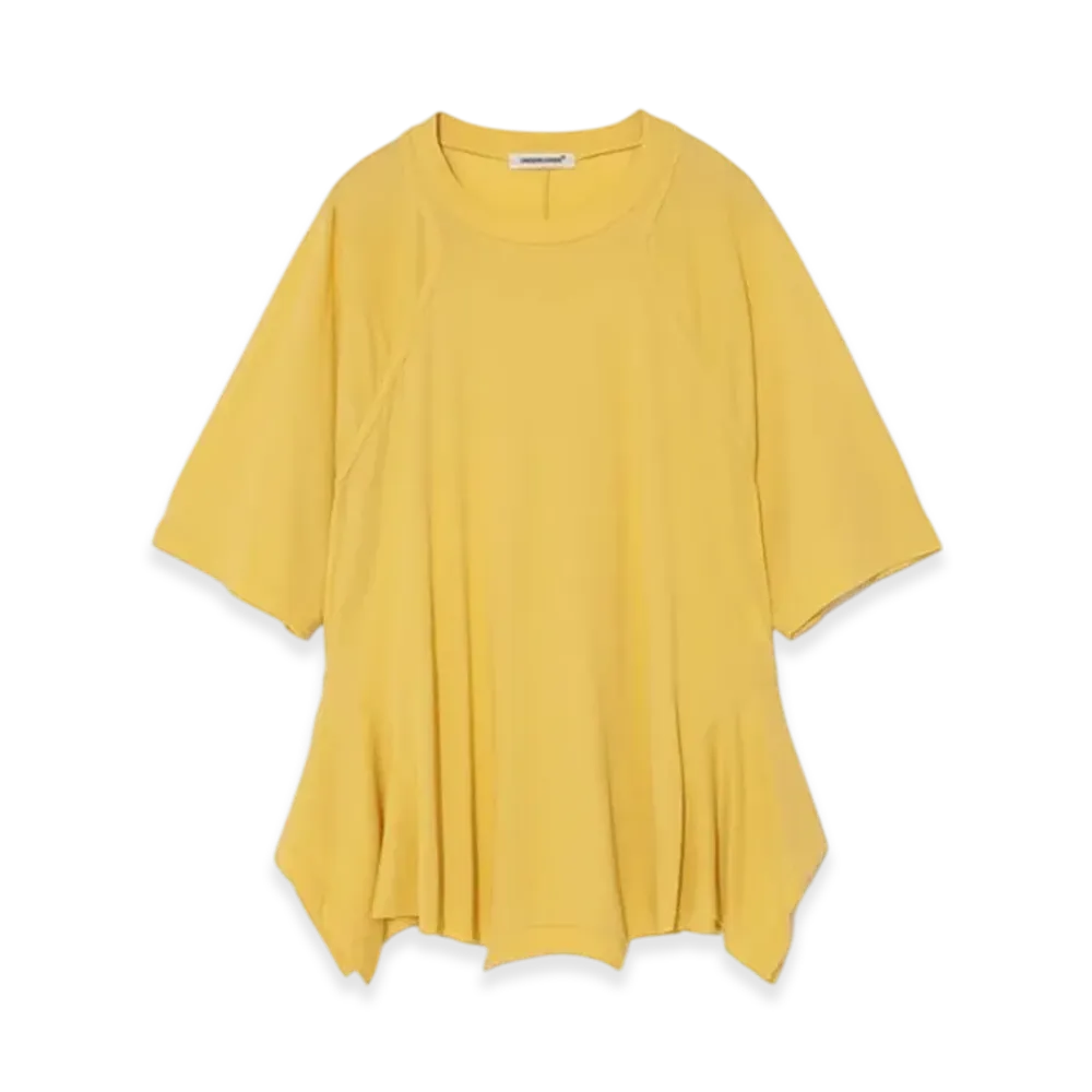 UNDERCOVER Cotton T-shirt Custom Cut and Sewn "L.Yellow"