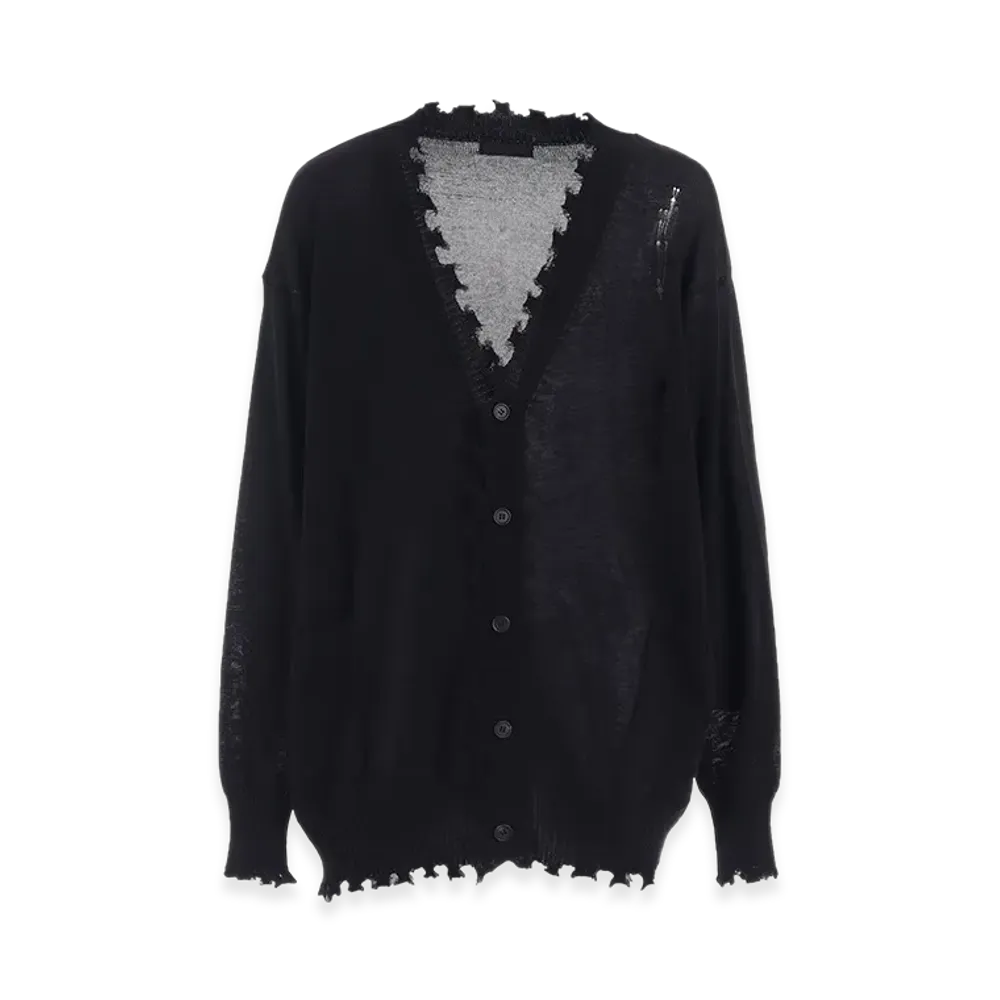 S'YTE Compact Twist 10G Damaged Knitted Cardigan "Black"