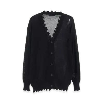 S'YTE Compact Twist 10G Damaged Knitted Cardigan "Black"